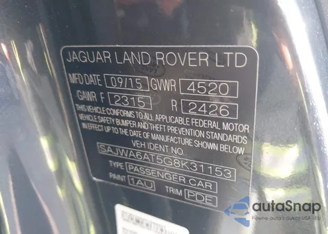 2016 Jaguar F-Type из США, поврежденный, VIN SAJWA6AT5G8K31153